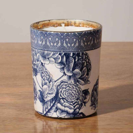 Bougie Voltaire roses bleu céramique 9x10cm (1/4)