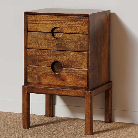 Table de chevet bois de manguier Herstal 66x36x42cm (1/5)