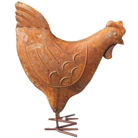 Statuette poule décorative fer rouille 17x7x20cm (1/4)