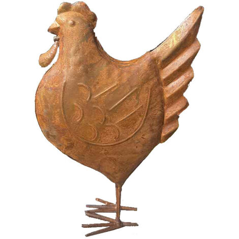 Statuette poule fer rouille 14x7x20cm (1/4)