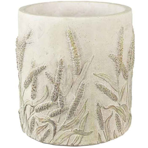 Pot de fleurs pierre tige de blé beige vert 13x13cm (1/2)