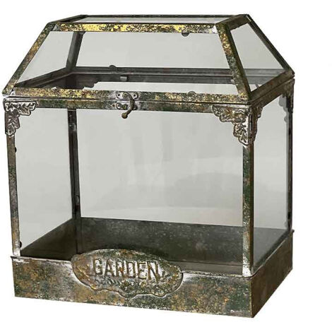 Serre verre fer patiné  33x21x36cm