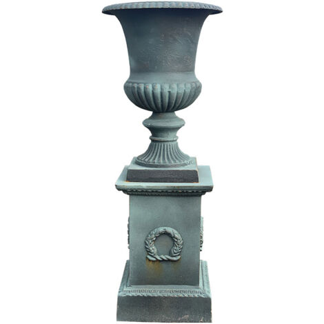 Vase Médicis fonte sur socle 45x45x110cm (1/2)