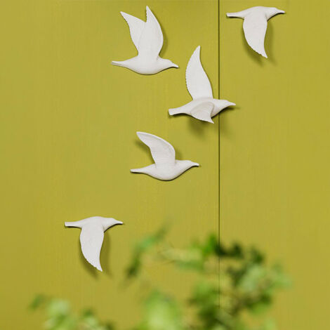 Ensemble 5 oiseaux en vol porcelaine 16x14x14cm (1/3)