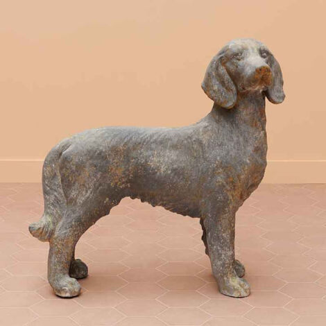 Statuette grand chien gris fibre verre 79x79x29cm (1/4)