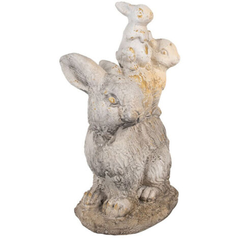 Figurine lapin marron beige céramique 27x18x43cm (1/4)