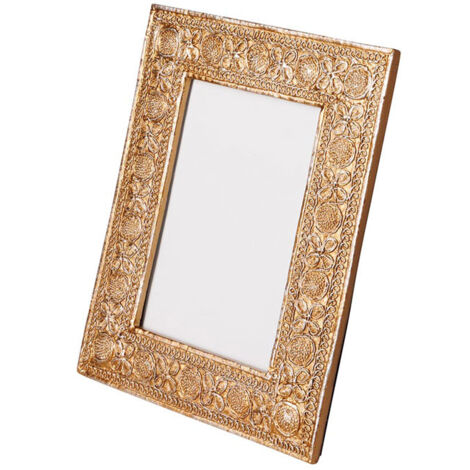 Petit Cadre Photo Dentelle Indienne Doré 22x17cm – Chehoma