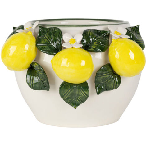 Vase citronnier jaune vert dolomite 20x23x15cm (1/3)