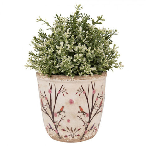 Pot de fleurs beige marron céramique 14x14x13 cm (1/2)