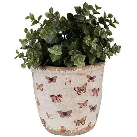 Pot de fleurs rose beige céramique 15x15x14cm (1/4)