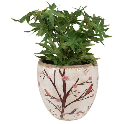 Pot de fleurs d'intérieur beige et marron en céramique14x13cm