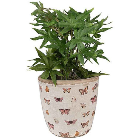 Pot de fleurs beige rose céramique 16x16x16cm
