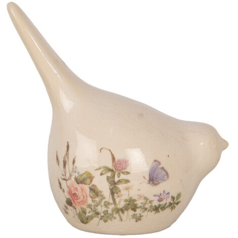 Figurine oiseau beige céramique 14x9x15cm (1/2)