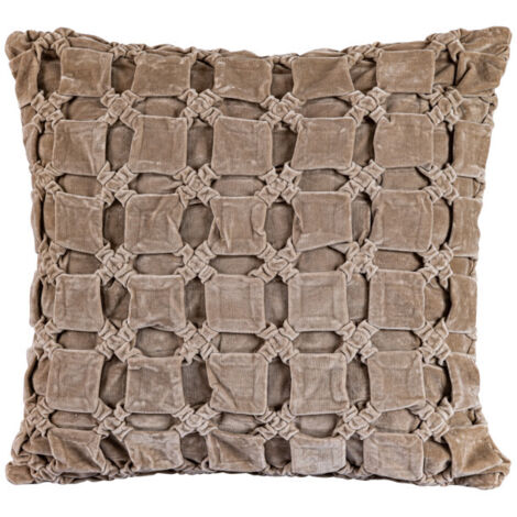 Coussin en velours couleur taupe 60x60cm (1/3)