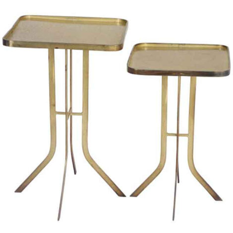 Ensemble de 2 tables d'appoint carrées dorées 38x38x61cm (1/2)