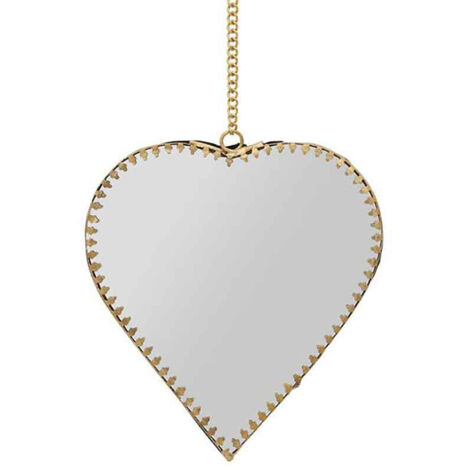 Miroir suspendu coeur doré laiton 13x14cm (1/3)