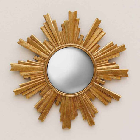 Miroir soleil convexe doré 20cm