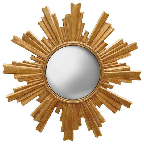Miroir Convexe En Résine Doré Flammé 35x35x35 Cm - CHEHOMA - NEUF