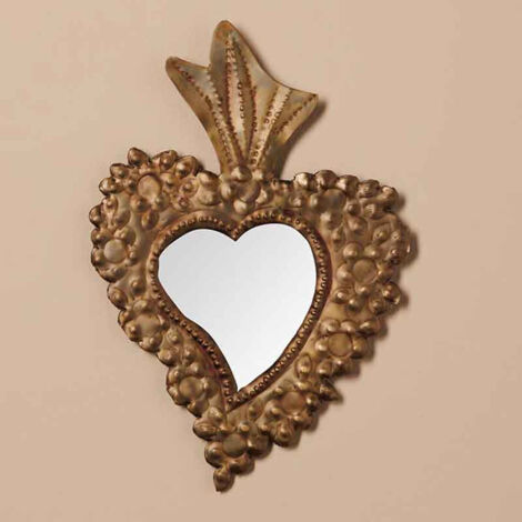 Miroir Ex-voto fleuri patine bronze 25x18x2cm (1/4)