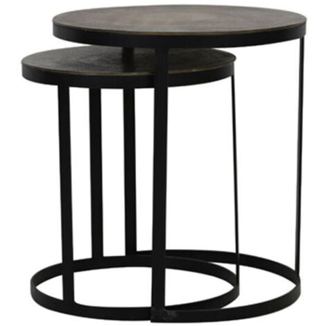 Ensemble 2 tables basses gigognes bronze et métal Noir 52x49x49cm (1/4)