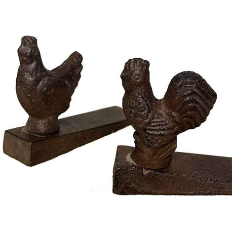 Ensemble bloques portes coq et poule fonte 11x3x8cm
