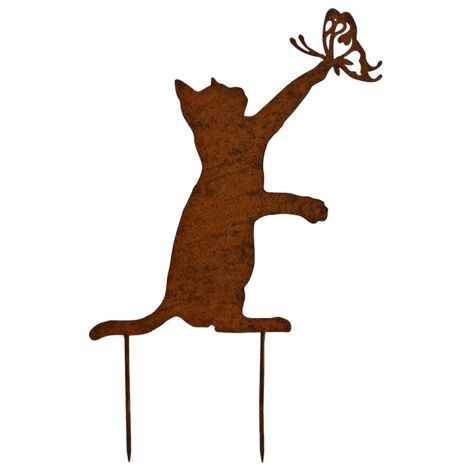 PRITOK Sculpture Chat Mignon Avec Papillon - Ornement Jardin En Résine Imperméable - Décoration Extérieure Rétro Charmante
