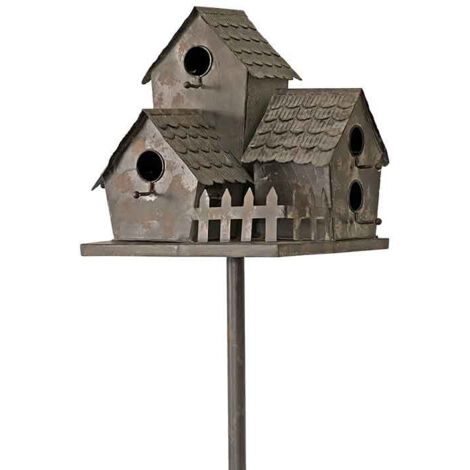 Nichoir oiseaux fer Village 34x31x170cm