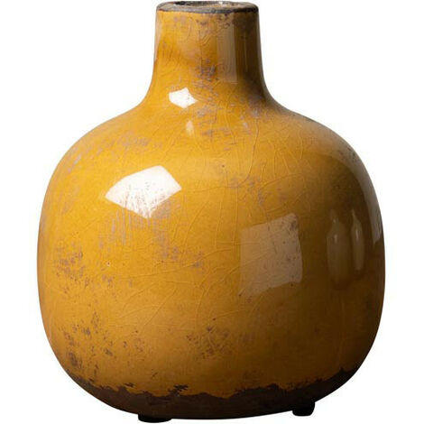 Vase céramique moutarde 16x14cm