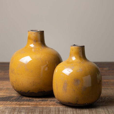 Vase céramique moutarde 16x14cm
