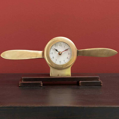 Horloge hélice sur base cuir 10x6x31cm (1/3)