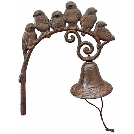Cloche de porte-jardin-portail motif oiseau et feuilles en fonte 26,90
