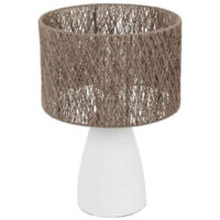 Lampe à poser blanc jute fer 28x41cm