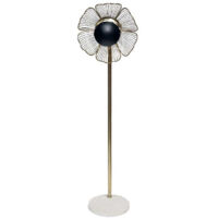 Lampadaire fleur doré pied marbre blanc 41x26x142cm