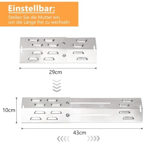 GFTIME Universal Brennerabdeckung 29 bis 43cm für die meisten Gasgrill, Flammenverteiler Ersatzteile für Charbroil, Landmann, Enders, Taino, Barbecook, Proficook, 3 Stück
