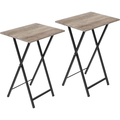 Side Table 2 Set, Folding Tray Table, TV Trays, Industrial Snack Tables for Eating at Couch, End Table for Small Space, for Easy Storage, Stable Metal Frame, HOOBRO EBG25BZ01