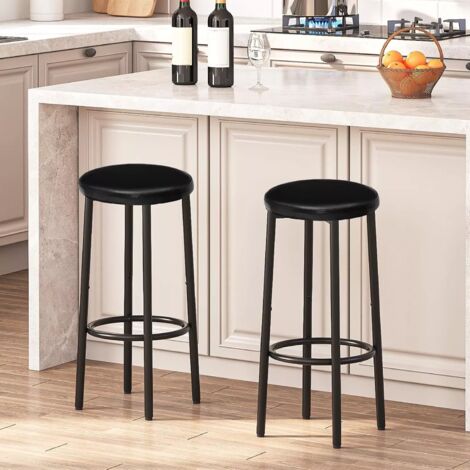 Bar Stools Set of 2 Bar Chairs Kitchen Height Stools Breakfast Bar Stools Black, HOOBRO EBB30BY01