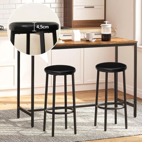 Bar Stools Set of 2 Bar Chairs Kitchen Height Stools Breakfast Bar Stools Black, HOOBRO EBB30BY01