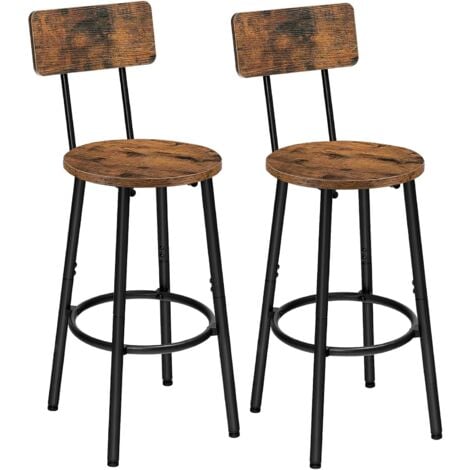 Bar Stools Set of 2, Breakfast Bar Stools, Kitchen Stools with Backs and Footrest, High Bar Chairs for Dining Room, Party, HOOBRO EBF32BY01G1