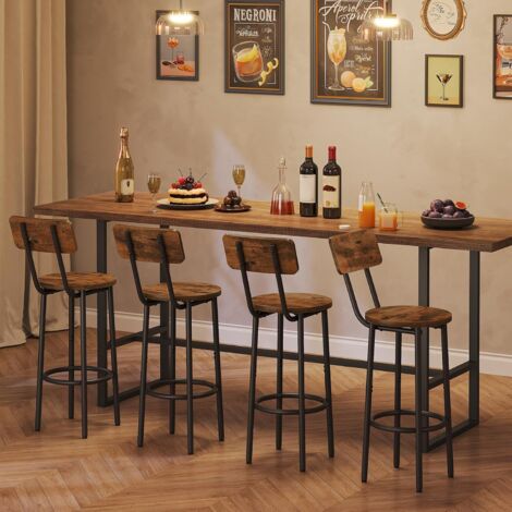 Bar Stools Set of 2, Breakfast Bar Stools, Kitchen Stools with Backs and Footrest, High Bar Chairs for Dining Room, Party, HOOBRO EBF32BY01G1