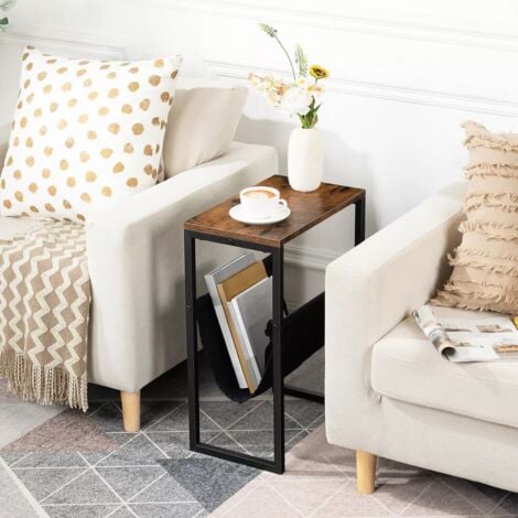 Bedside Table with Magazine Holder Sling Sofa End Table 40 x 24 x 54,5 cm, HOOBRO EUBF66BZ01