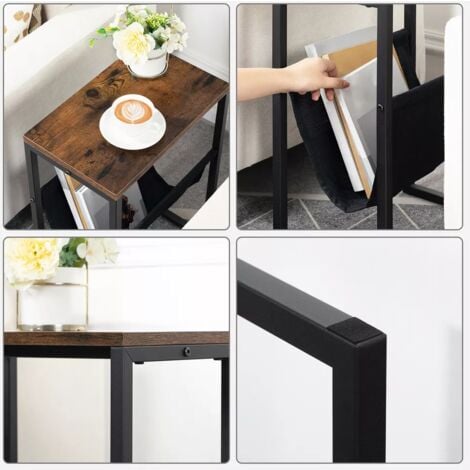 Bedside Table with Magazine Holder Sling Sofa End Table 40 x 24 x 54,5 cm, HOOBRO EUBF66BZ01