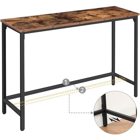 Console Table, Hallway Table with Adjustable Support Bar, Industrial Entryway Sofa Table for Living Room, Corridor, Sturdy, Easy Assembly, Computer Desk, Bar Table, HOOBRO EBF30XG01 - Rustic Brown