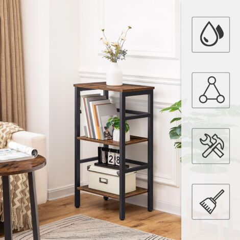 Tall Side Table, Record Player Stand, Record Storage Unit, Telephone Table, Plant Stand, 3-layer Bookshelf, Industrial, for Living Room, Bedroom, Home Office, Kitchen, HOOBRO EBF80CJ01