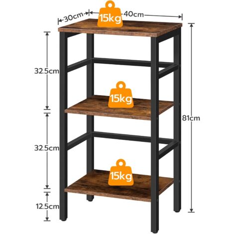 Tall Side Table, Record Player Stand, Record Storage Unit, Telephone Table, Plant Stand, 3-layer Bookshelf, Industrial, for Living Room, Bedroom, Home Office, Kitchen, HOOBRO EBF80CJ01