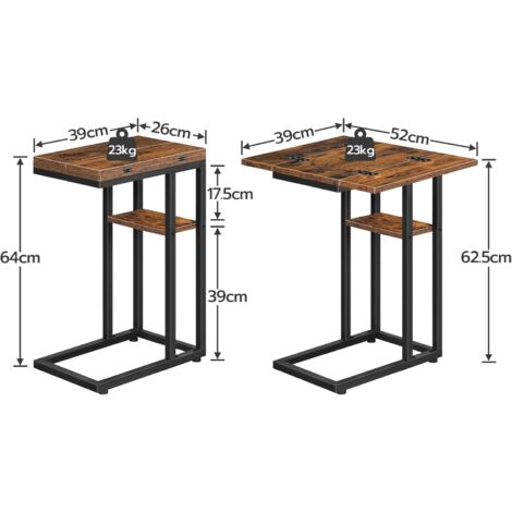 C Shaped Side Table, Foldable Sofa Side Table, Bedside Snack Table, Laptop Holder Table for Sofa, Small Spaces, Small Coffee Table, Living Room, Bedroom, HOOBRO EBF29SF01