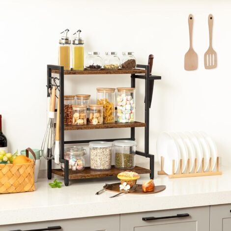 Spice Racks, Countertop Organiser Shelf, Desktop Organiser, Free Standing Desktop Shelves, Kitchen Storage Rack, Space Saving, for Spices, Jars, Oil Bottles, HOOBRO EBF01TL01