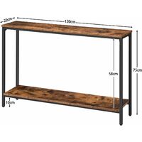 Console Table with Storage Shelf, 120 cm Sofa Table, Industrial Entryway Table, Sturdy Metal for Living Room, Office, Simple Assembly, HOOBRO EBF20XG01 - Rustic Brown