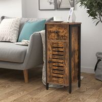 Bathroom Storage Cabinet, End Table with Drawer, Small Side Cabinet, Narrow Side Table, Floor Standing Cabinet with Door and Shelves, for Small Space, Living Room, Bedroom, HOOBRO EBF15CW01 - Rustic Brown