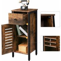 Bathroom Storage Cabinet, End Table with Drawer, Small Side Cabinet, Narrow Side Table, Floor Standing Cabinet with Door and Shelves, for Small Space, Living Room, Bedroom, HOOBRO EBF15CW01 - Rustic Brown
