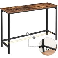 Console Table, Hallway Table with Adjustable Support Bar, Industrial Entryway Sofa Table for Living Room, Corridor, Sturdy, Easy Assembly, Computer Desk, Bar Table, HOOBRO EBF30XG01 - Rustic Brown